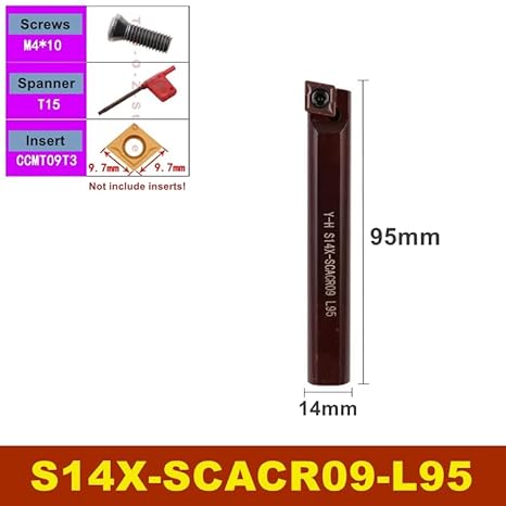 1Pcs S14X S16X SCACR SCBCR SCMCN SCACL SCBCL 06 09 L35 L45 L55 L65 L75 L85 L95 12mm 14mm 16mm CNC Turning Tools Toolholder Bar(S14X-SCACR09-L65) - Poueer