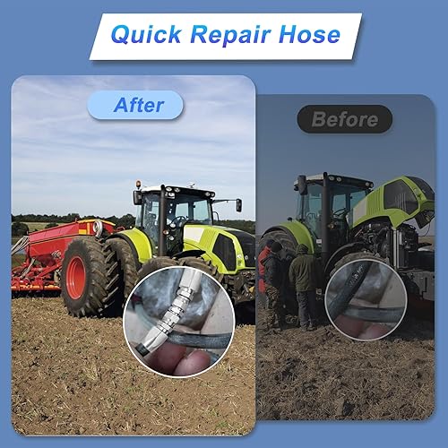 4pcs Reusable Hydraulic Hose Repair Kit,1/4',3/8',1/2' Inner Diameter Compatible with SAE 100R1 1-wire and SAE 100R2 R16 R17 R19 2-wire Hydraulic Hoses,Quick Repair of Various Hydraulic Hose Failures - Poueer