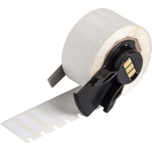 Brady PTL-15-498 TLS 2200 and TLS PC Link 1' Width x 0.275' Height, B-498 Repositionable Vinyl Cloth, Semi-Gloss Finish White Label (750 per Roll) - Poueer