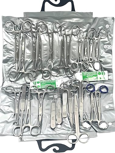 82 PCS PREMIUM GERMAN STAINLESS VETERINARY INSTRUMENTS SET -INCLUDE KELLY FORCEPS MOSQUITO FORCEPS CARMALT TOWEL CLAMP SCISSORS-SPAY PACK SET (CYNAMED BRAND) ALL IN ONE - Poueer