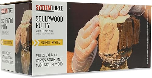 System Three SculpWood Putty Epoxy Filler Putty, 2 Gal, Brown - Poueer