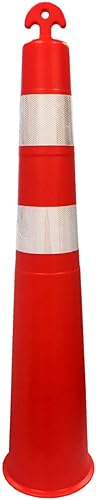 Electriduct 42' T-Top Traffic Channelizer Cones Stackable Safety Polyethylene Delineator Post with Base MUTCD - Pack of 6 - Poueer