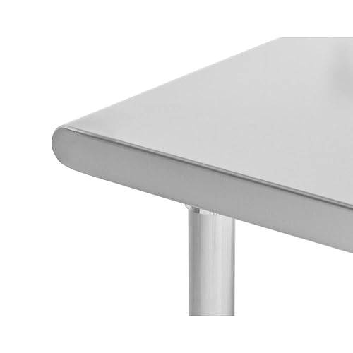 Kratos Commercial Worktable, Stainless Steel Kitchen Prep Table 30' Dx60 W with Undershelf, NSF, 18ga/304SS (28W-018) - Poueer