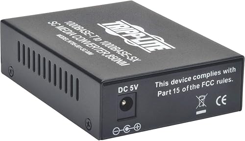 Tripp Lite Network Copper RJ45 Ethernet to Fiber SC Duplex Multimode Cable Extender Converter, 850nm Wavelength, Power Over Ethernet+, Gigabit, Extend 1800 Ft / 550 M, 2-Year Warranty (N785-001-SC-MM) - Poueer