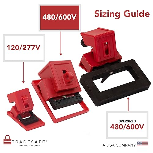 TRADESAFE Circuit Breaker Lockout Device, 10 Pack, 120/277 Volt, Clamp-on Single Pole Breaker Lock Out Device, OSHA Compliant, Premium Grade, Medium - Poueer