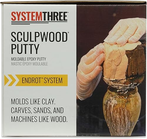 System Three SculpWood Putty Epoxy Filler Putty, 2 Gal, Brown - Poueer