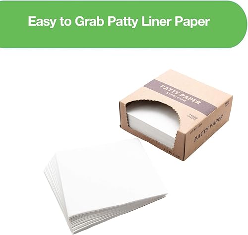 [3000 PACK] Dry Wax Burger Patty Liner Paper 5.5 x 5.5 Inches - Square Patty Papers, Hamburger Patty Papers, Cookies and more! - Poueer