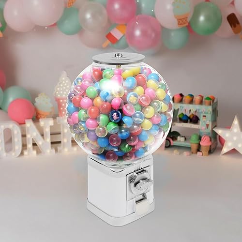 Capsule Vending Machine Candy Machine Dispenser for Business Toy Vending Machine Dispenser Lockable Candy Gumball Dispenser Machine Prize Machine Twister Ball Dispenser (White) - Poueer