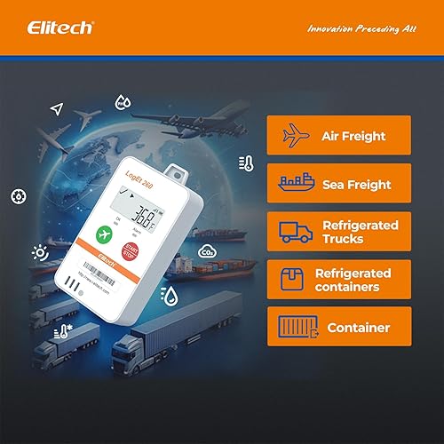 Elitech 4G Reusable Real-time Temperature Humidity Data Logger Light/Shock/Location, Built-in SIM Card, Shadow Data,Airplane Mode,Cloud Data Storage,SMS/Email/APP/Web Alarm,100000 Points,Loget260-THE - Poueer