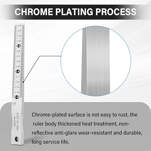YUCHENGTECH Taper Gage Inches 0.01'- 0.15' Wedge Feeler Gauge Gap Gauge Feeler Gap Hole Measure Tool Graduation 0.001' Inch Unit - Poueer