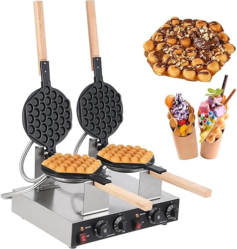 Bubble Waffle Maker 2800W Electric Bubble Waffle Maker Machine Non-stick Egg Waffle Maker Bubble Waffle Baker for Home and Commercial Use - Poueer