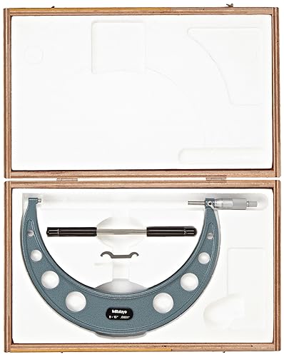 Mitutoyo 103-224 Outside Micrometer, Baked-enamel Finish, Ratchet Stop, 9-10' Range, 0.0001' Graduation, +/-0.00025' Accuracy - Poueer