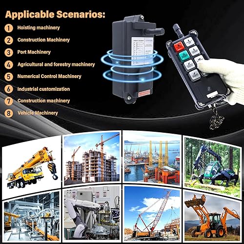 F21-E1B Crane Industrial Remote Control 8 Button Industrial Wireless Remote Control 2 Transmitters Radio Remote Control 12V-440V Hoist Lift Controller (2 Transmitter + 1 Receiver Orange) - Poueer