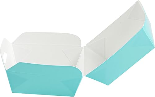 Restaurantware 2.5 x 2.5 x 2 Inch Mini Burger Boxes 100 Clamshell Food Containers - Hinged Lid Disposable Turquoise Paper Take Out Boxes Serve Sliders Or Finger Foods - Poueer