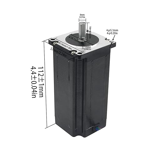 Nema23 57HS112 Stepper Motor 2 Phase 4-Leads 3N.m 3A 112mm Length D 8mm Shaft for CNC 3D Printer Monitor Equipment(8mm Single Shaft) - Poueer
