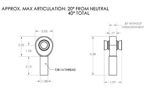 RuffStuff Specialties R1298 7/8 Inch Chromoly Left Hand Threaded Spherical Rod Heim Joint with 7/8 Inch Bore - Poueer