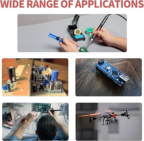 YIHUA 928D-III Soldering Iron,110W High Power, Fully Digital Display °F /°C- Temperature Control Soldering Tool, Accurate 194~896°F, with ON/OFF Switch, Iron Tip, Brass Wool, Automatic Sleep Mode - Poueer