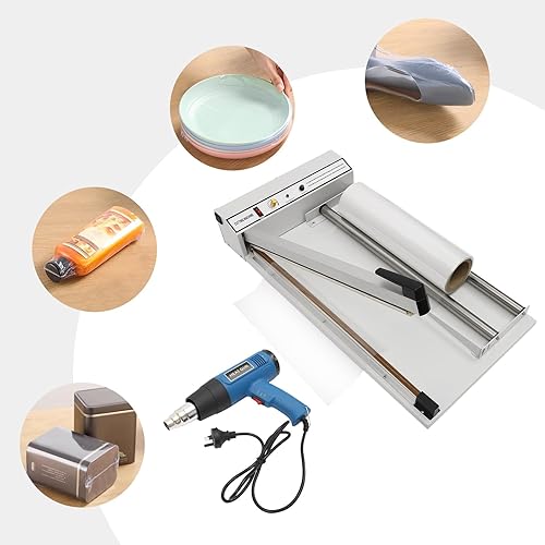 24Inch Shrink Wrap Machine, 530W Shrink Wrap Sealer with Heat Gun, 572-968℉ Heat Sealer Machine, Shrink Film Shrink Wrap Sealer Compatible with PVC POF PP PE Film - Poueer
