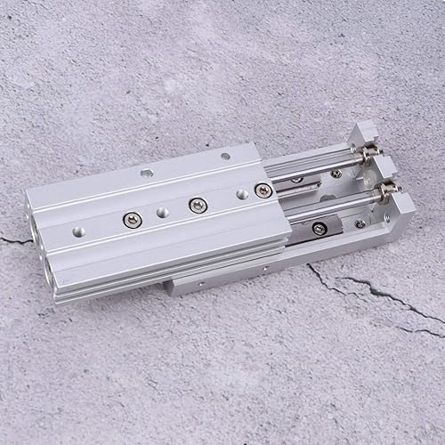 Guide Rail Cylinder, MXS12 Pneumatic Guide Rail Cylinder Double-Shaft Slide Guiding Pneumatic Air Cylinder High Accuracy Mini Pneumatic Cylinder M5×0.8 for Textile Industry, 50mm Stroke - Poueer