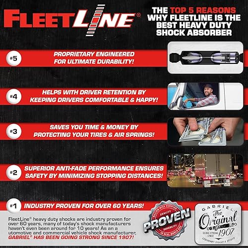 Gabriel 85931 Rear Fleetline Heavy Duty Shock Absorber-Fits International 9200i,9400i,9900i&9900ix 2004-09,LoneStar 2009-15,ProStar 2009-17, 9300,9300i,9400&9400i,9900,9900i,9900ix 2010-11, TerraStar - Poueer