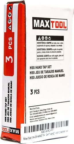 MaxTool M16X2.0 Hand Thread Taps Set Including Taper+Plug+Bottom HSS M2 Metric Taps Set Pitch 2.0 mm FULLY GROUND RIGHT HAND; HSM02W00R16 - Poueer