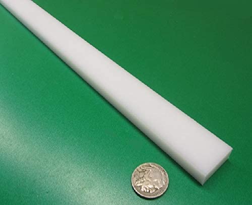 White HDPE (High Density Polyethylene) Rectangular Bar .375' (3/8') x 1.00' (1') x 48' 4 pcs - Poueer