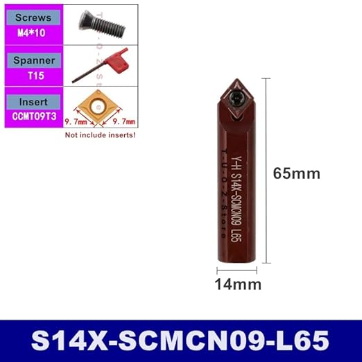 1Pcs S14X S16X SCACR SCBCR SCMCN SCACL SCBCL 06 09 L35 L45 L55 L65 L75 L85 L95 12mm 14mm 16mm CNC Turning Tools Toolholder Bar(S14X-SCACR09-L65) - Poueer
