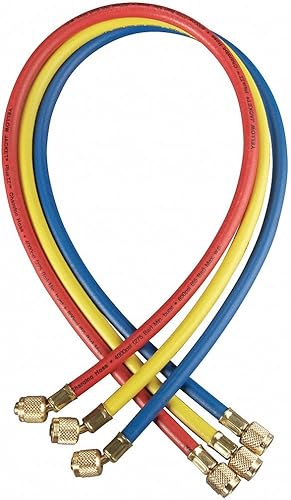 Yellow Jacket Manifold Hose Set, 48 in, Red, Yellow, Blue - Poueer