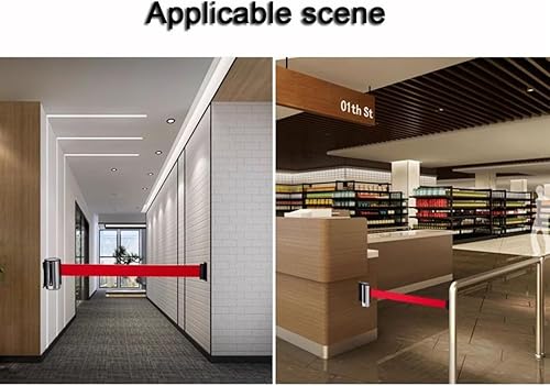 Magnetic Retractable Wall Barrier-2/3/5/10M Red Safety Belt in Sturdy Black Casing for Crowd Control Queue Barrier Line Divider(5M/16.4FT) - Poueer