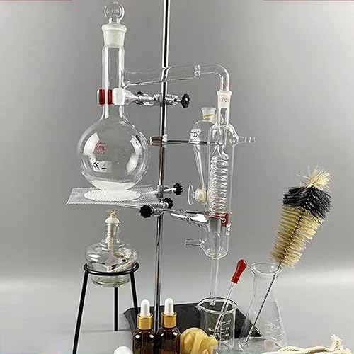 500ml Essential Oil Distillation Device, Water Purifier Distiller Glassware Kit, Herbal Extract Equipment Set Glassware Set, The Temperature is Up to 500 Degrees - Poueer
