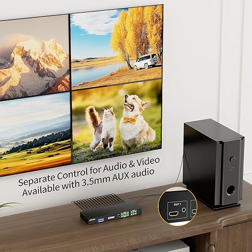 4K HDMI Video Wall Controller 3x3, Arvitek 9 TV Screens Into 1 Wall Display TV Wall Controller w/Remote, HDMI Video Splitter w/ 13 Splicing Display Mode - Poueer