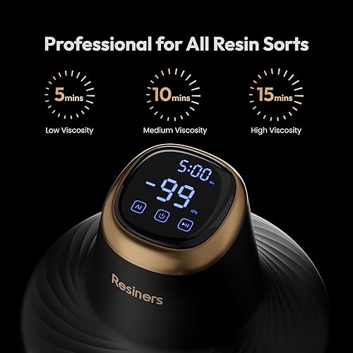 Resiners Resin Bubble Remover Airless Pro, 3 Min Remove 99.99% Bubbles, 99kPa Vacuum Chamber (20L/min), 3.2L Big Capacity for All Epoxy Resin,UV Resin,Silicone,Art Crafts,Jewelry Making (Patented) - Poueer