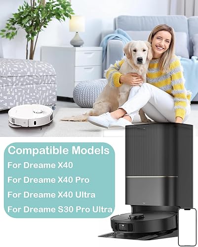 Accessories Part Kit for Dreame X40 Ultra / X40 / X40 Pro / S30 Pro Ultra Robot Vacuum, Main Brush, HEPA Filters Activated Carbon Filter, Side Brushes, Dust Bags, Wipes - Poueer
