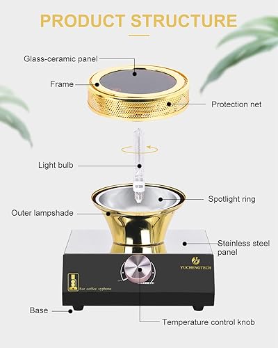 YUCHENGTECH Halogen Beam Heater Burner Smart Siphon Beam Heater for Hario Yama Syphon Coffee Maker (Upgrade 110-120V) (110V) - Poueer