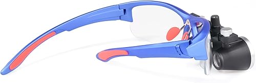 3.5x420 MM Angle Adjustable Binocular Loupes Magnifier Glasses Lab Magnification loupes with Black Cloth Case (Blue) - Poueer