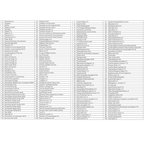 200 Packs Microscope Slides, 100 Plants & 100 Animal Tissues Includes Labels and Case for Biological Science Education - Poueer