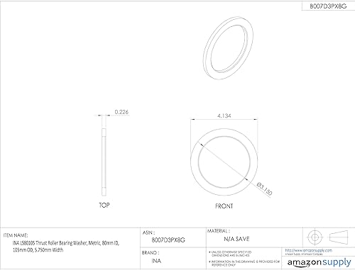 INA LS80105 Thrust Roller Bearing Washer, Metric, 80mm ID, 105mm OD, 5.750mm Width - Poueer