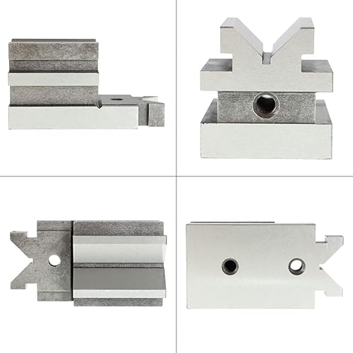 3-1/2 x 1-7/8 x 1-7/8 Accuracy V Block with Clamp Set, All Angle Hardened Steel Multi-use Gauge Gage Machinist Tool Fit for Drilling, Milling and Grinding Operations - Poueer