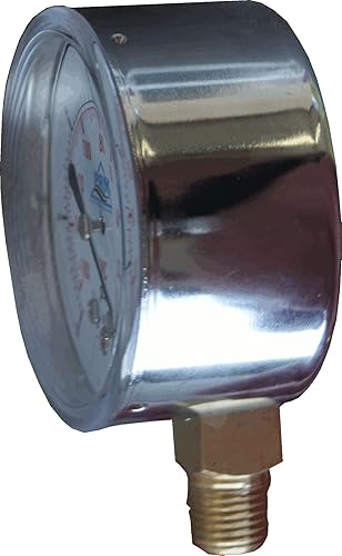 Vacuum Gauge 0 to -60' WC / 0 to -4 inHg, 2.5 Inch Dial, Chrome-Plated Steel Case, Brass Internals, 1/4 Inch NPT Bottom Mount, Dry Gauge for Air & Water Applications, ±1.5% Accuracy - Poueer