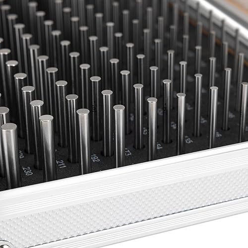 Pin Gauge Set, Pins Gage Tools Minus M1 with Aluminum Case for Carpenters 0.061' to 0.250' 190pcs Class ZZ Heat Treated 60-62 RC 2' Length Precision Machinist Gauges Steel - Poueer