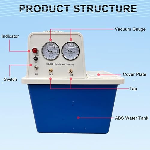 INTBUYING Water Circulating Vacuum Pump with 15L Water Tank Flow Rate 60L/min Water Circulation for Lab Chemistry Equipment - Poueer