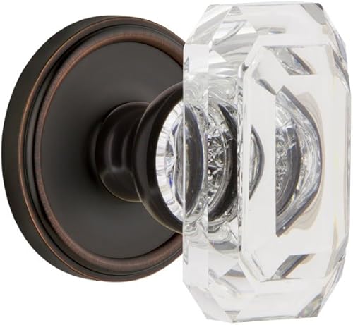 Grandeur 828224 Georgetown Rosette Double Dummy with Baguette Crystal Knob in Antique Pewter - Poueer
