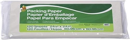 Duck Brand Packing Paper, Each Sheet 24-Inch x 24-Inch, White, 1 Pack of 220 Sheets (285125) - Poueer