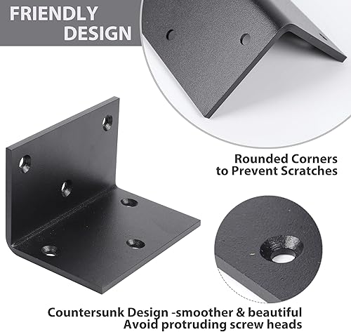 5' x 3' L Corner Brackets - 2PCS Thickness 0.19'/50mm Metal Angle Brackets, 90 Degree Countertop Support Shelf Fireplace Mantel Supports - Poueer