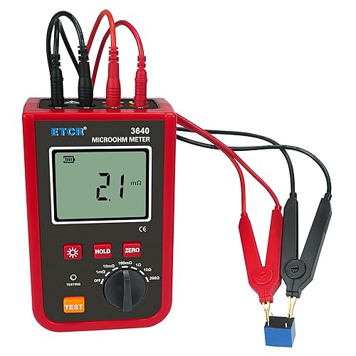 ETCR3640 Digital Milliohm Meter 1uΩ to 200Ω High Precision Microohm Meter 4 Wire Micro Ohm Tester Meter with Data Logging - Poueer