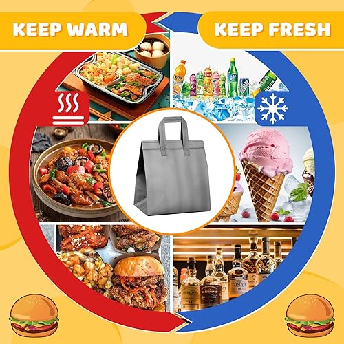 Hushee 200 Pcs Insulated Take out Bags Bulk Thermal Insulation Take Away Bags Disposable 10.24x11.02x6.69 Inch for Grocery Lunch Hot Cold Frozen Food Delivery Shipping Cooler(Black) - Poueer