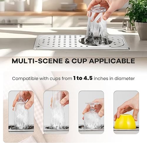 Huanyu Pitcher Rinser with 360 Degree Rotating High-Pressure Nozzle Stainless Steel Pitcher Washer with Drain and Drip Tray Automatic Cup Washer for Household and Commercial 12.78 * 6.97 * 1.58' - Poueer