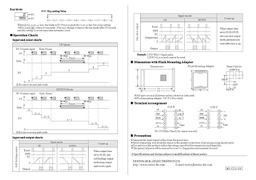 Digital Counter C1S-R-220 AC 100-240V Maximum Speed 5kcps. NPN and PNP inputs can be Switched. Input Signal: Input, Pause, Reset. Output: Relay - Poueer