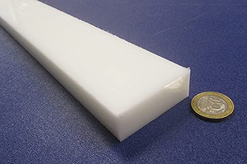 White HDPE (High Density Polyethylene) Rectangular Bar .750' (3/4') x 2.00' (2') x 48' 1 pc - Poueer