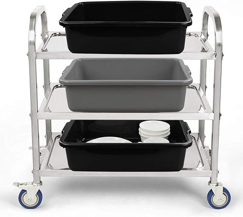 3-Pack 13 L Plastic Commercial Tote Box with Lid, Bus Tubs/Bus Box, Gray - Poueer